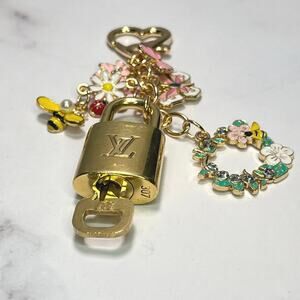 Louis Vuitton Lock & Key #307 with a Floral & Bee Charm Keychain / Bag Charm